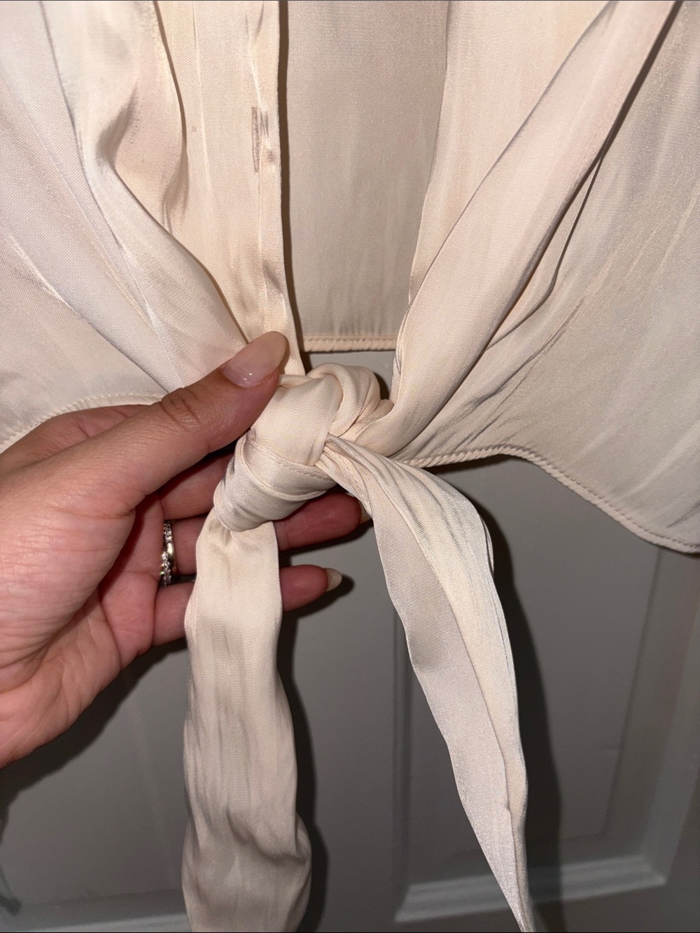 Rachel Zoe Light Cream Tie-Front Blouse - Picture 3 of 5